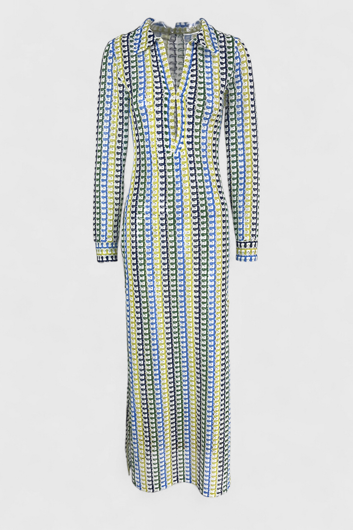 Vestido Crisanta em Cores Variadas e Com Mangas Longas