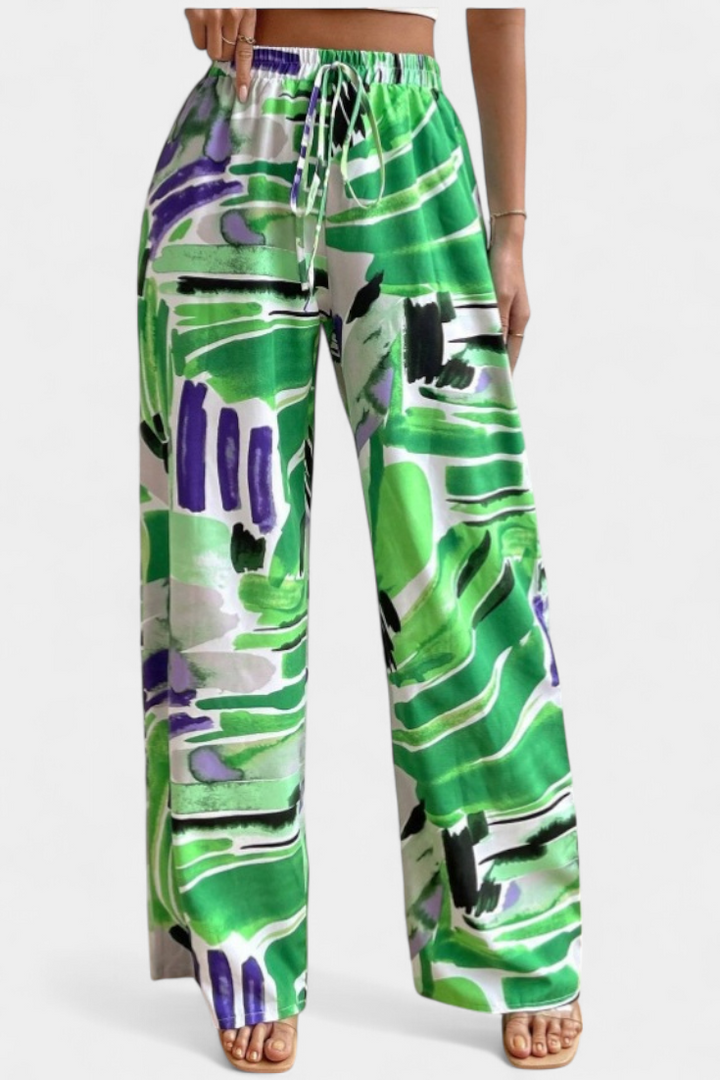 Senda Plati Kelnės su Abstrakčiu Raštu