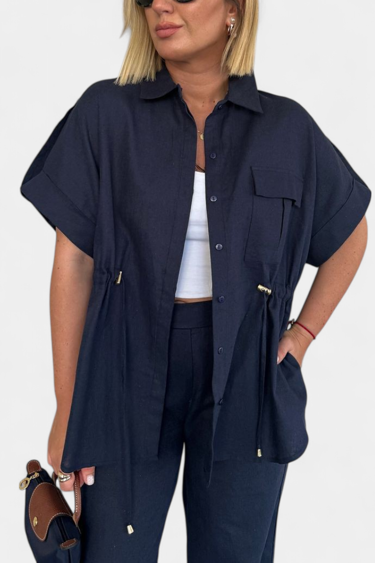 Lani Camisa e Calças Relaxadas de Algodão e Linho