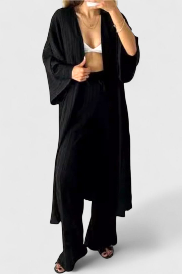 Conjunto relaxante de duas peças Kaspijas com kimono longo