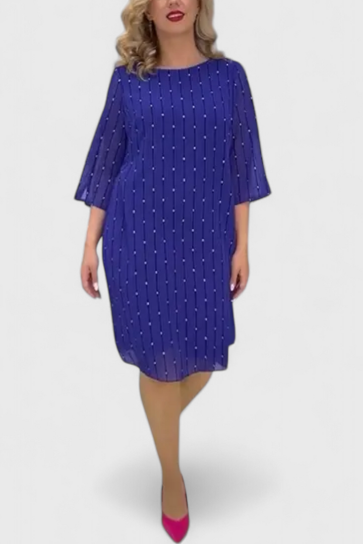 Polly Elegantiška Šifono Suknelė su Klasikiniu Kirpimu ir Srauniu Kritimu