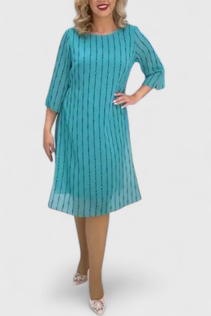 Polly Elegantiška Šifono Suknelė su Klasikiniu Kirpimu ir Srauniu Kritimu