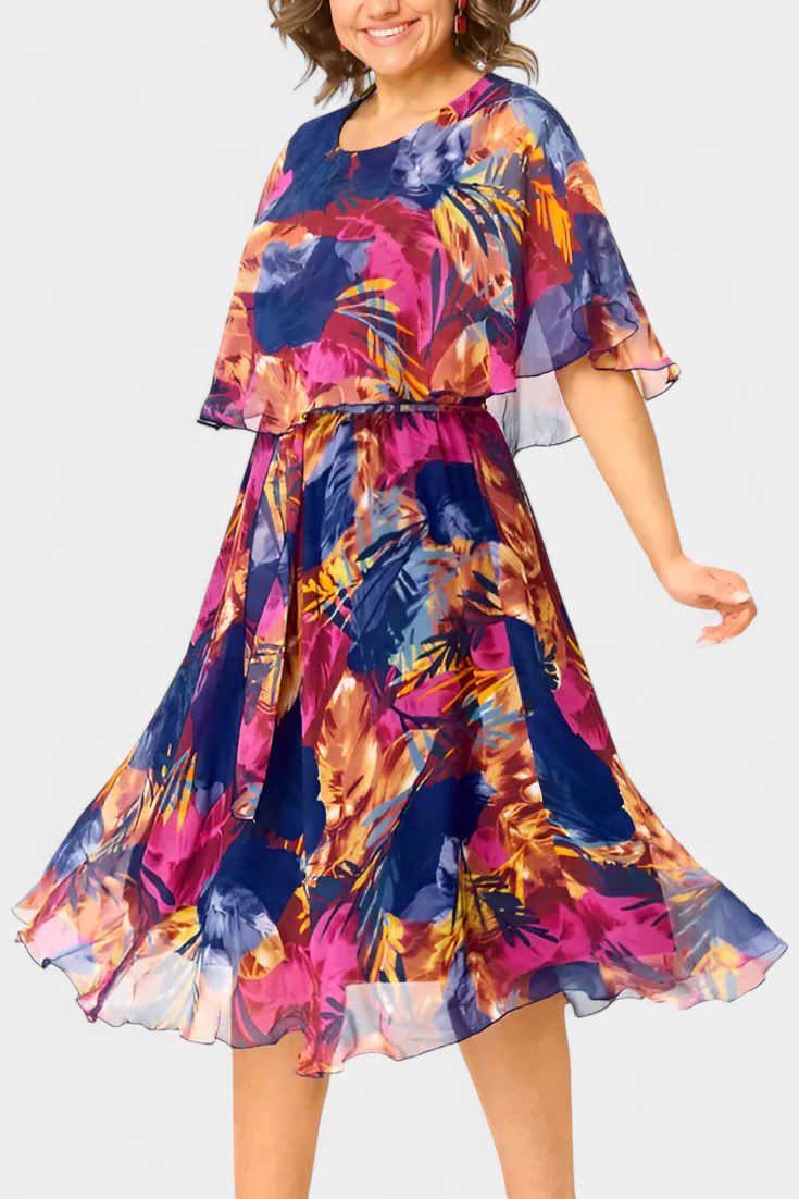 Ellerie Tropinė Suknelė su Laisvu Siluetu ir Tropiniu Raštu