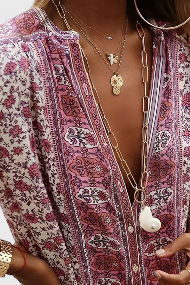 Vestido Boho Chinara Garais com Bordado Étnico e Silhueta Solta