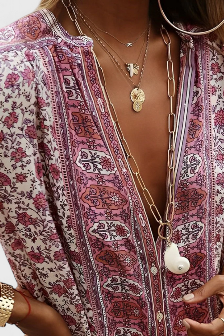 Vestido Boho Chinara Garais com Bordado Étnico e Silhueta Solta