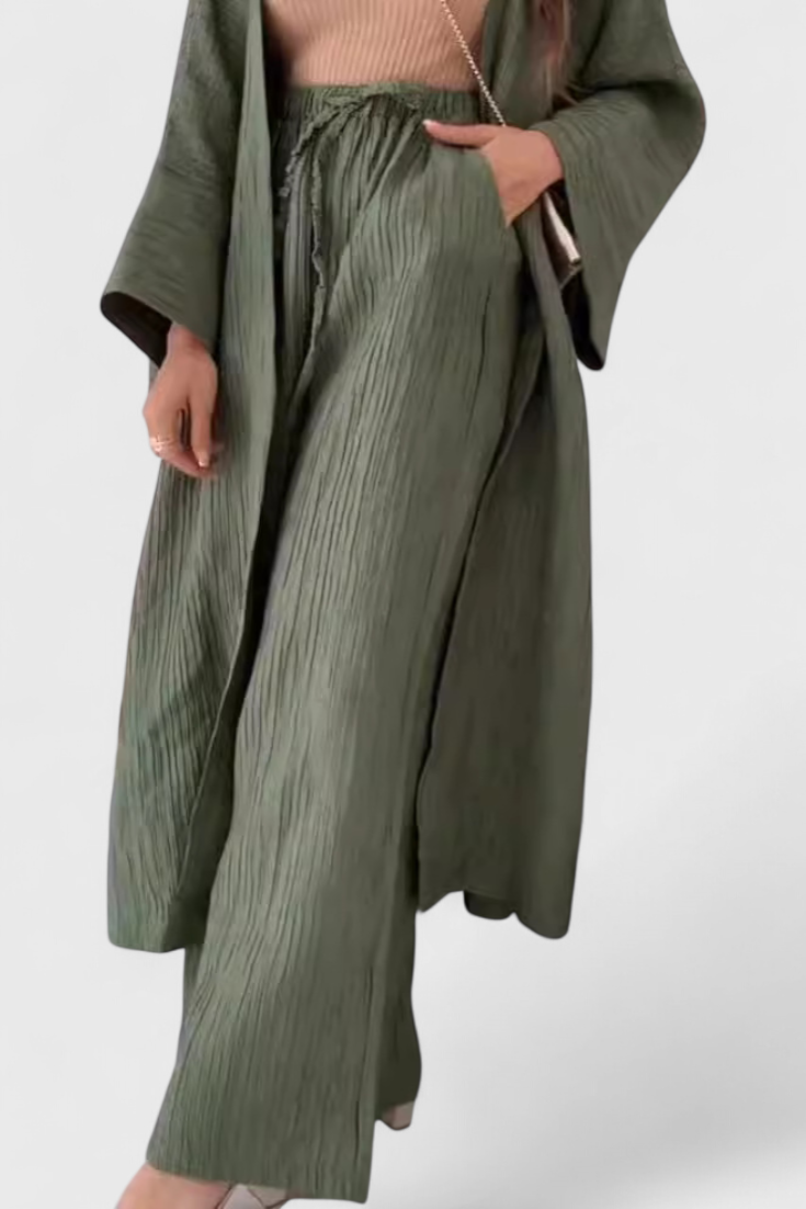 Conjunto relaxante de duas peças Kaspijas com kimono longo