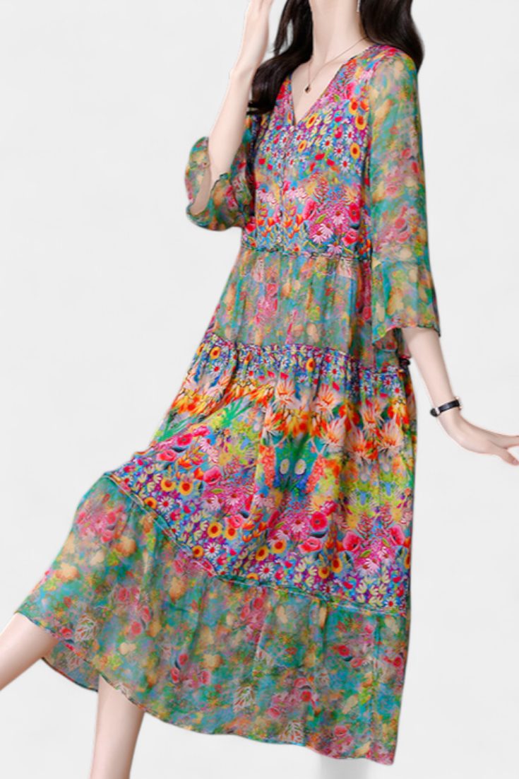 Kate Midi Suknelė su Gėlių Raštu