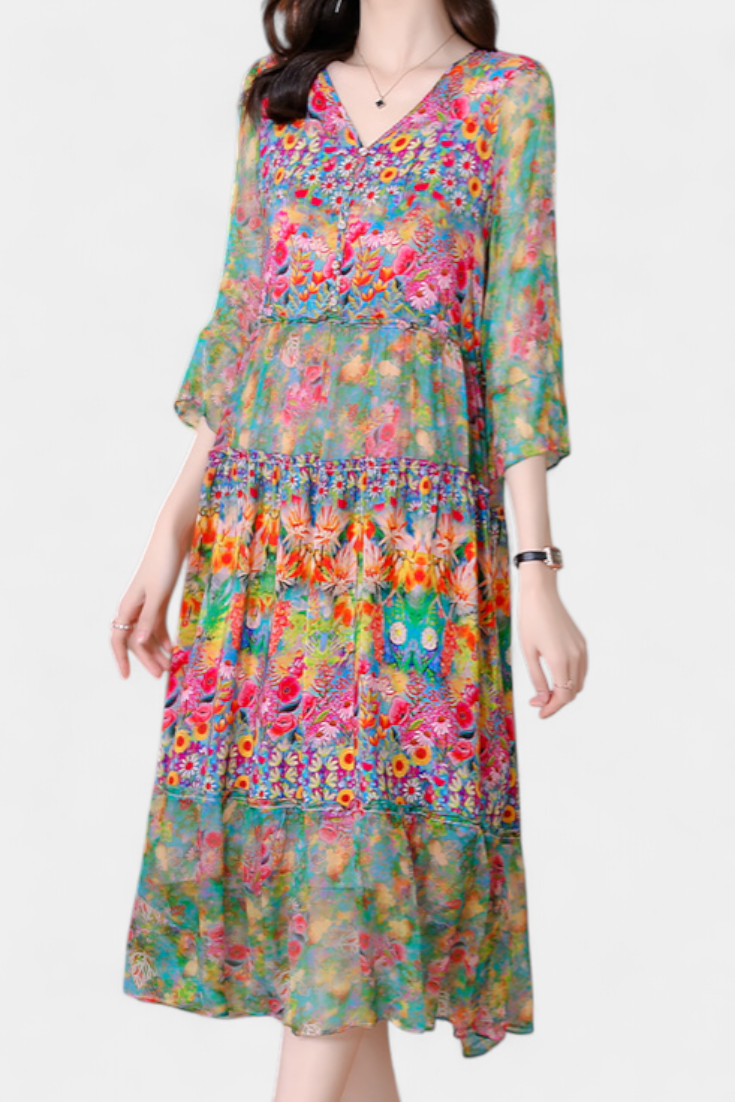 Kate Midi Suknelė su Gėlių Raštu