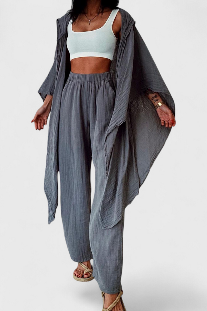 Conjunto de férias Henley com cardigan