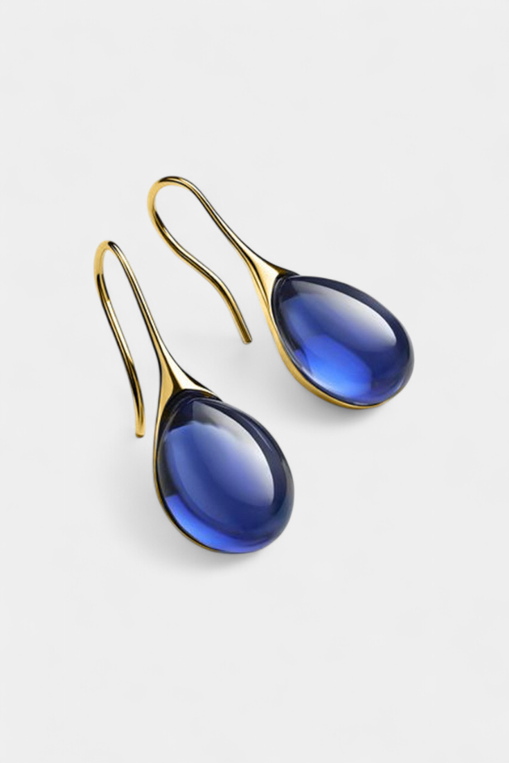 Kristalinių lašų auskarų komplektas auksu ir sidabru