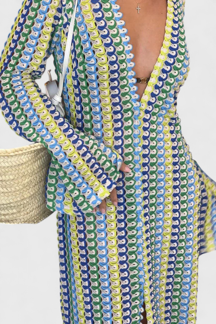 Vestido Crisanta em Cores Variadas e Com Mangas Longas