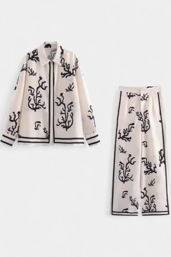 Nazaret Platus Kelnės Komplektas su Meniniu Spaudiniu