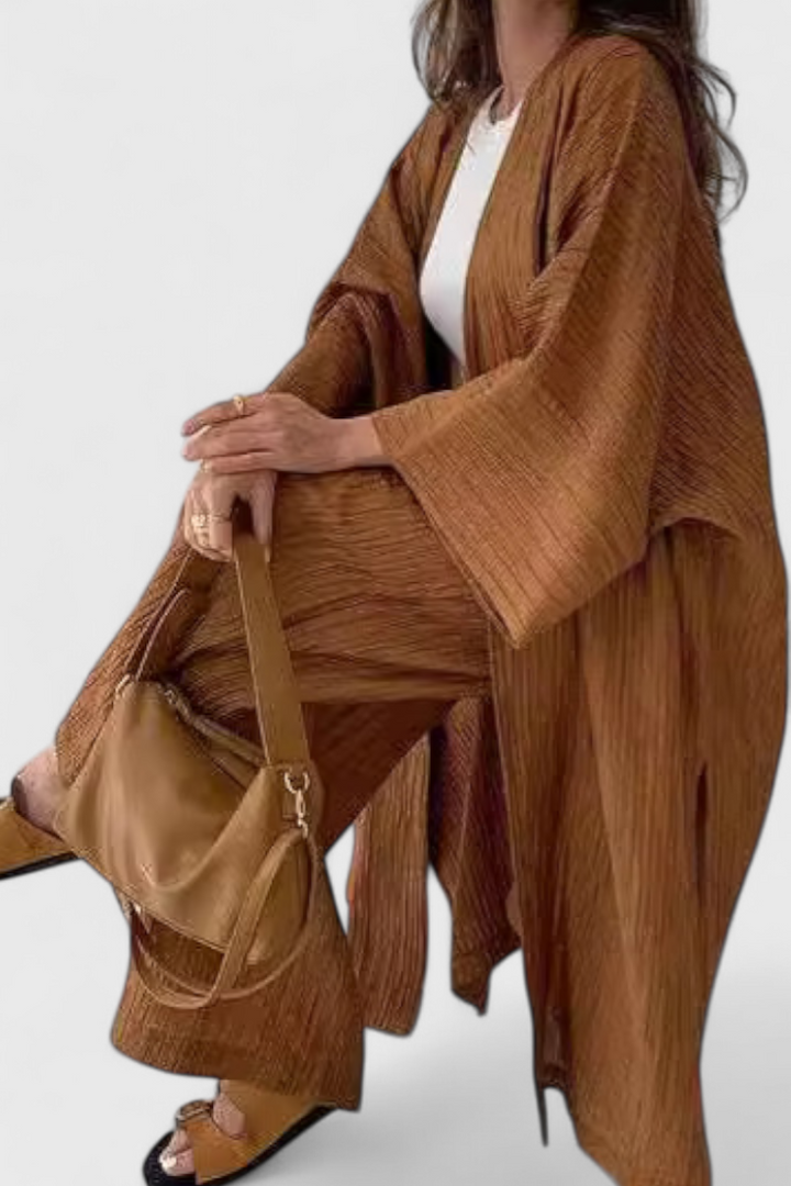 Conjunto relaxante de duas peças Kaspijas com kimono longo