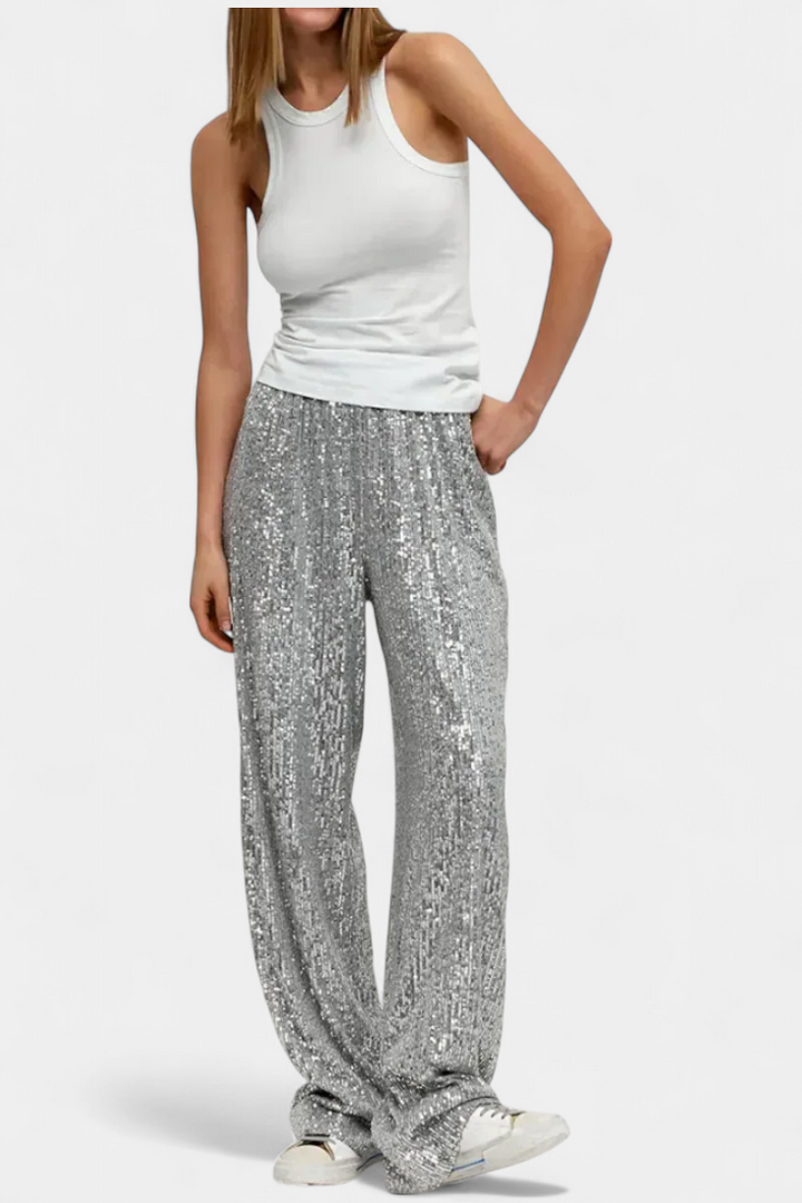 Elva Aukšto Juosmens Kelnės su Laisvu Siluetu