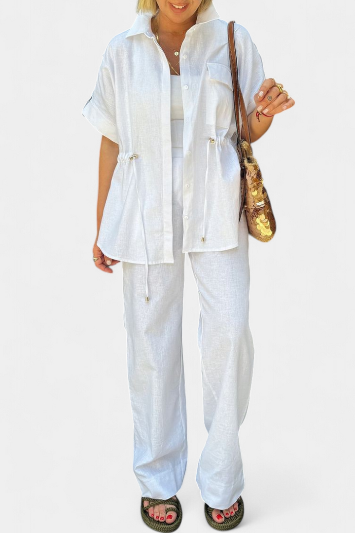 Lani Camisa e Calças Relaxadas de Algodão e Linho