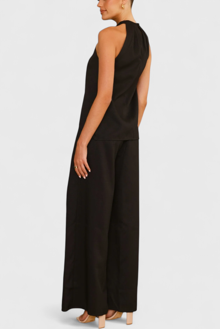 Conjunto de Linho Bernadina com Abertura Frontal e Calças Largas