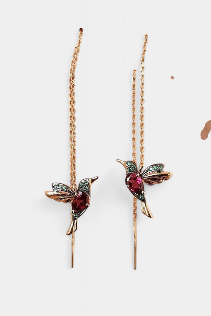 Miksuotas cirkonio paukščių auskarai