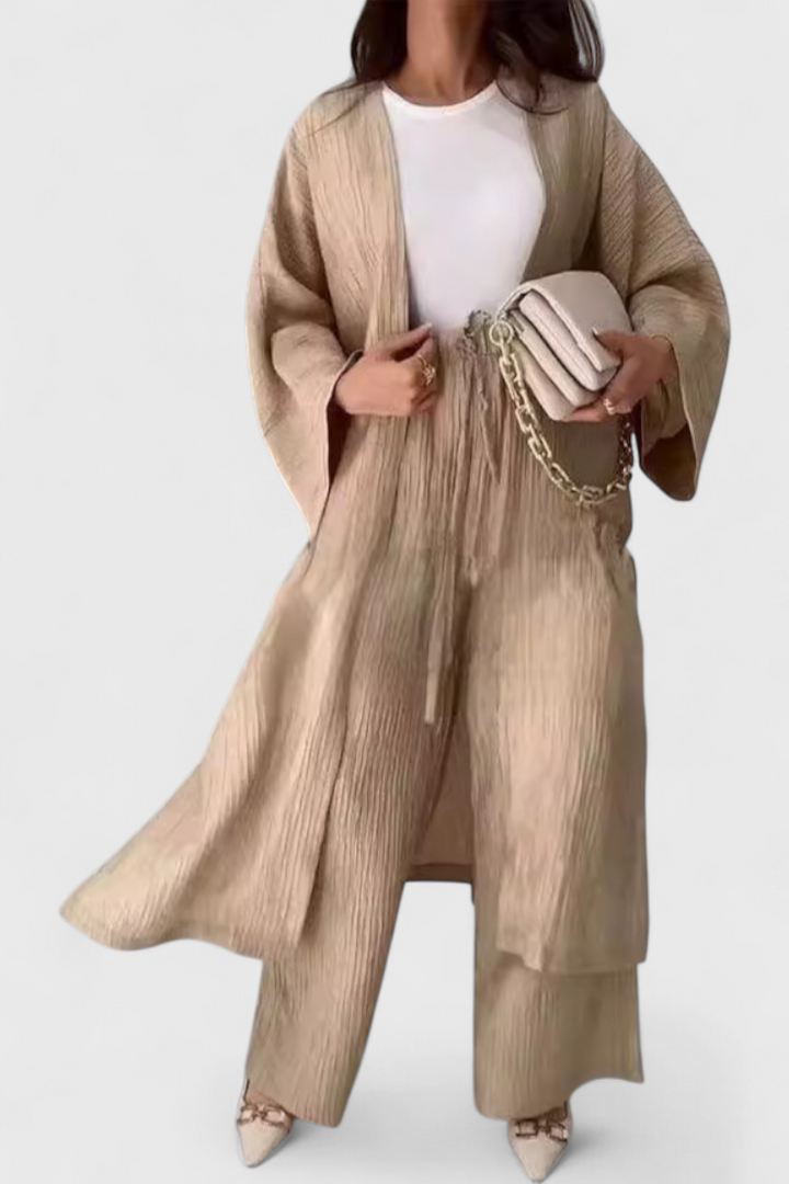 Conjunto relaxante de duas peças Kaspijas com kimono longo