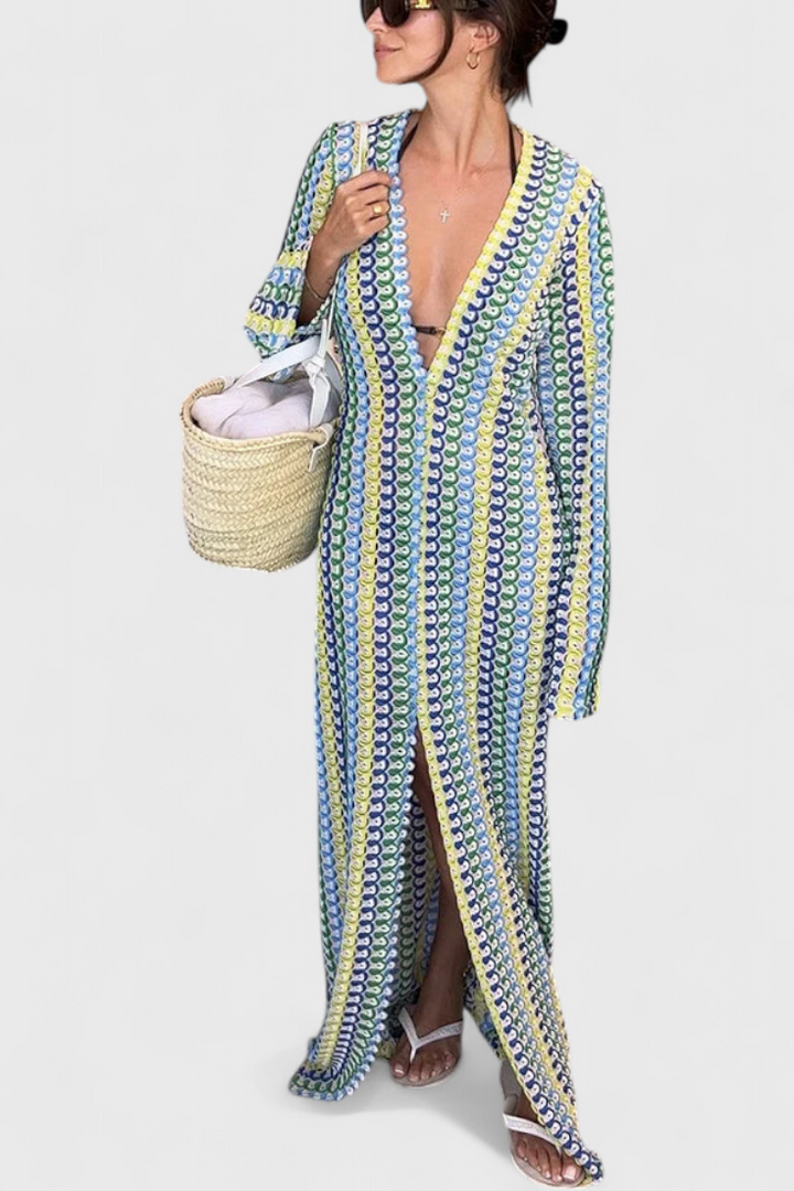 Vestido Crisanta em Cores Variadas e Com Mangas Longas