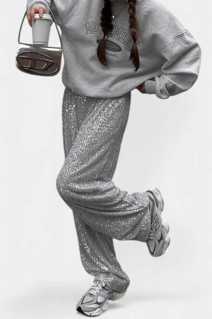 Elva Aukšto Juosmens Kelnės su Laisvu Siluetu