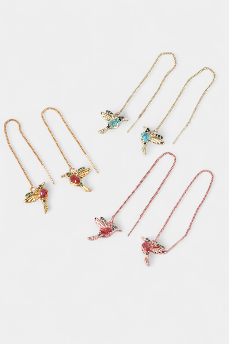 Miksuotas cirkonio paukščių auskarai