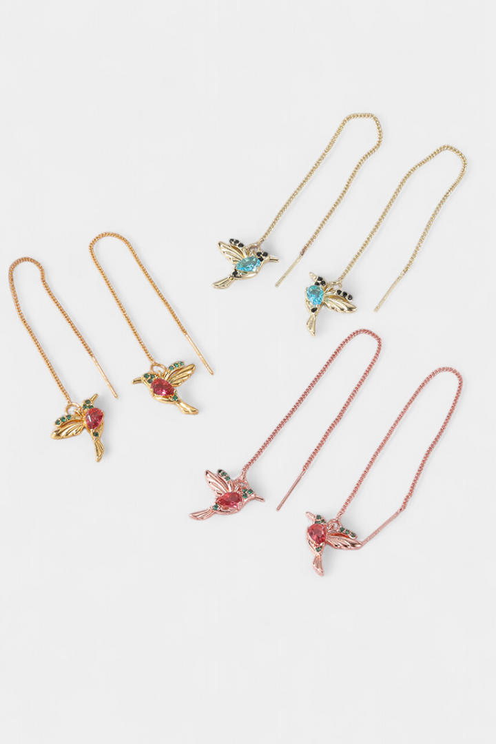 Miksuotas cirkonio paukščių auskarai