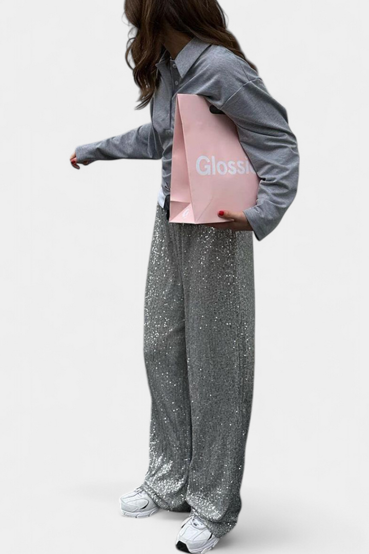 Elva Aukšto Juosmens Kelnės su Laisvu Siluetu