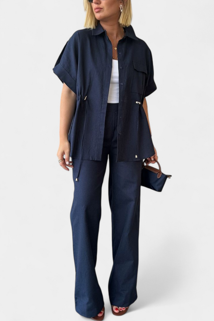 Lani Camisa e Calças Relaxadas de Algodão e Linho