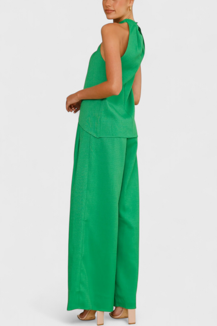 Conjunto de Linho Bernadina com Abertura Frontal e Calças Largas