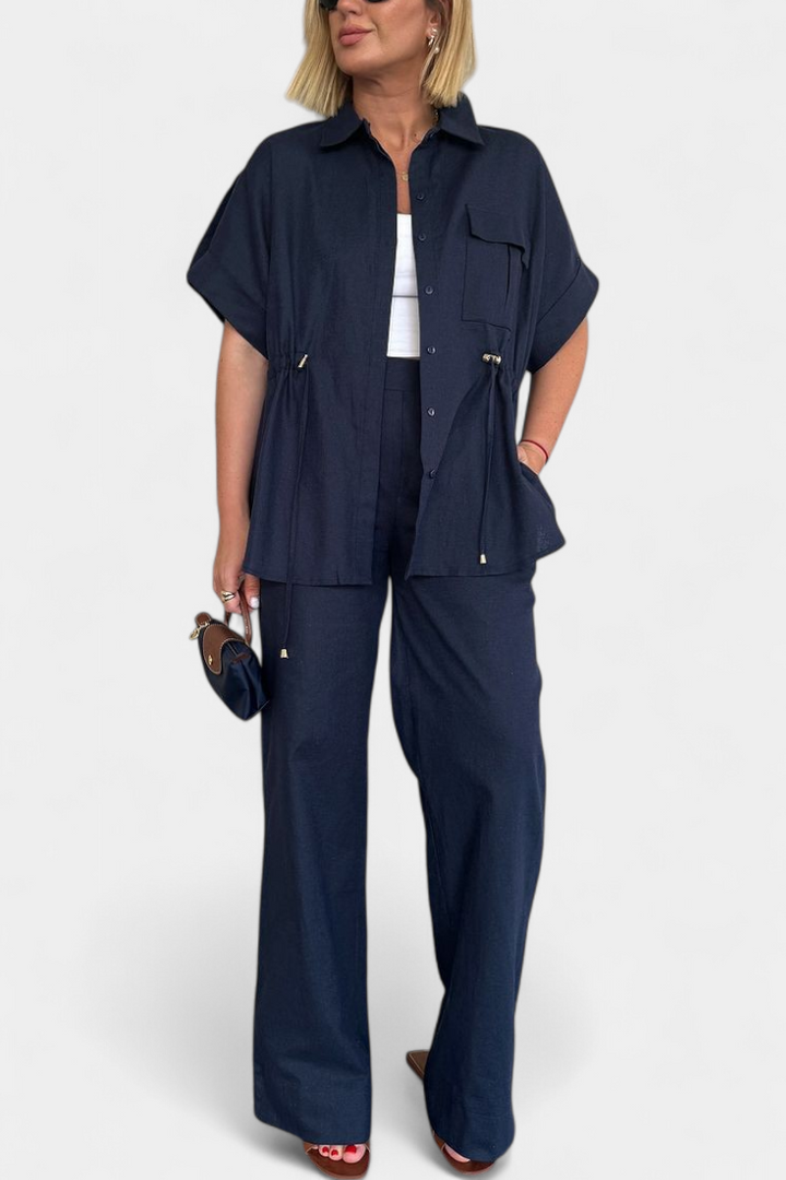 Lani Camisa e Calças Relaxadas de Algodão e Linho