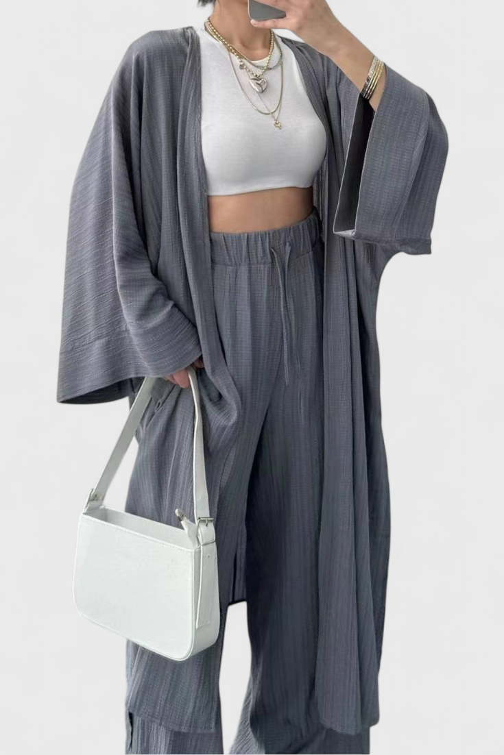 Conjunto relaxante de duas peças Kaspijas com kimono longo