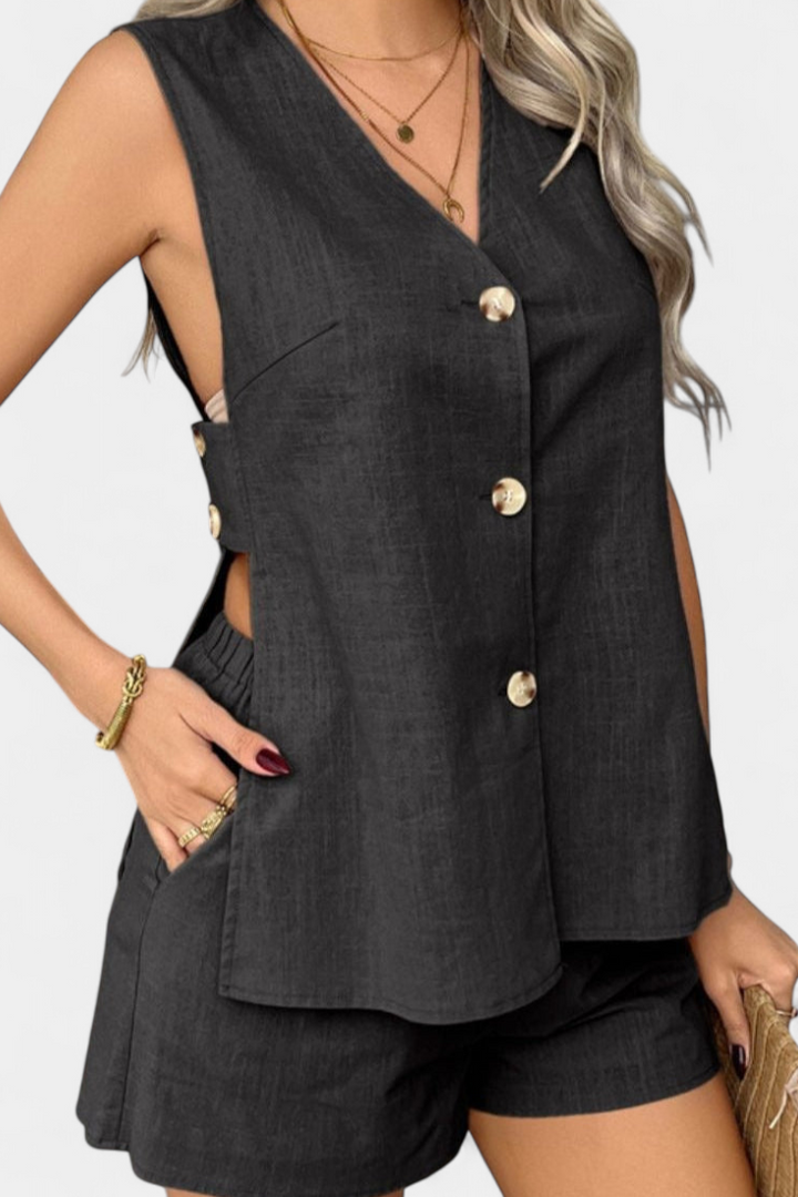 Loren Bezmuguru Lino Komplektas Su Atsipalaidavusiu Stiliumi