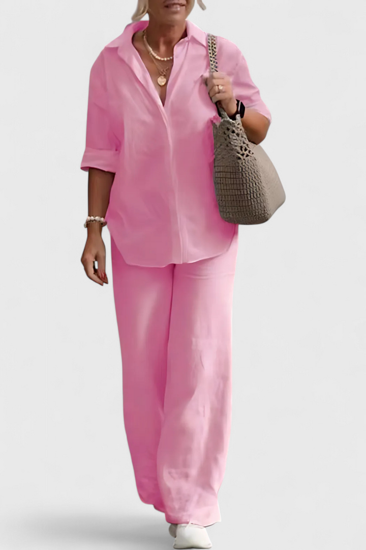 Skye Dviejų Dalių Komplektai iš Lino ir Medvilnės su Laisvu Siluetu