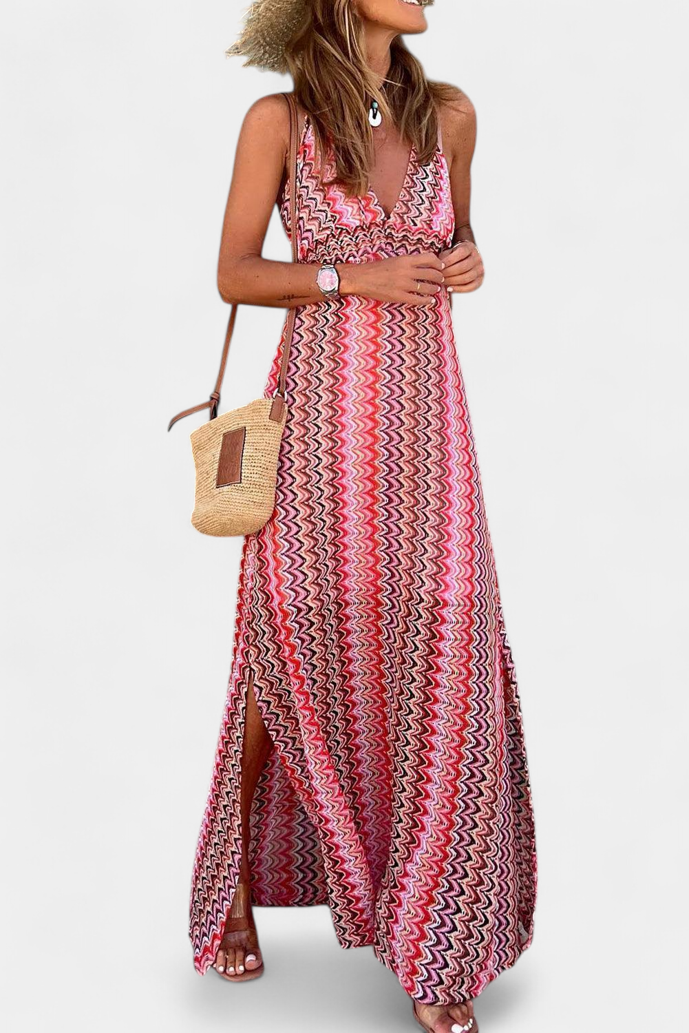 Vestido Jeni Garais Boho com Decote Halter e Padrão Ciltado