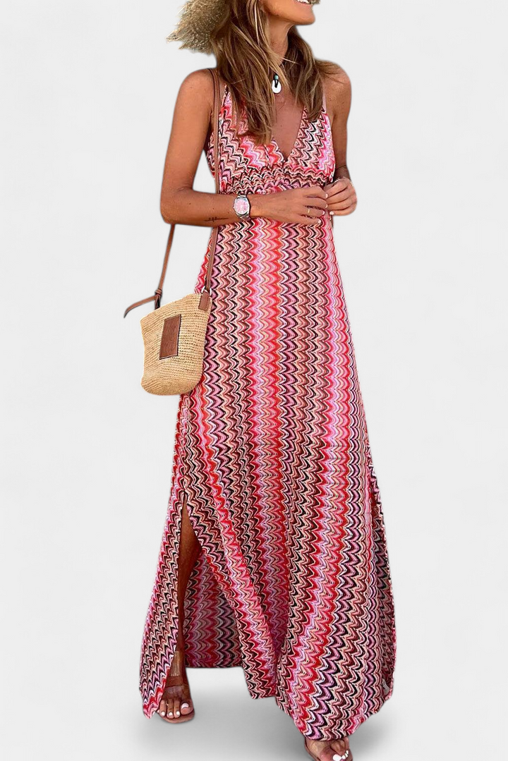 Vestido Jeni Garais Boho com Decote Halter e Padrão Ciltado